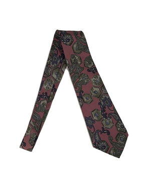 Cezani Elegant Pink and Green Patterned Tie